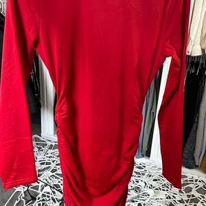 Elegant Red Long Sleeve Dress